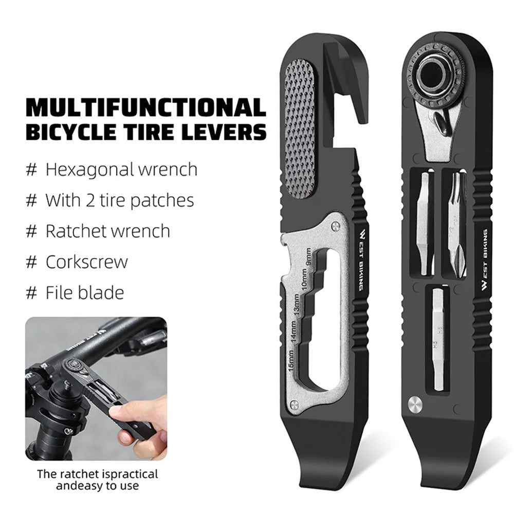 WEST BIKING YP0719393 2Pcs Bicycle Tire Crowbar Hex Wrench Multifunctional Bike Repair Tool - 2