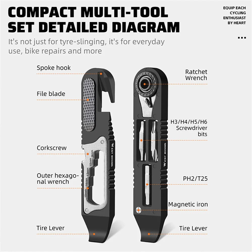 WEST BIKING YP0719393 2Pcs Bicycle Tire Crowbar Hex Wrench Multifunctional Bike Repair Tool - 4