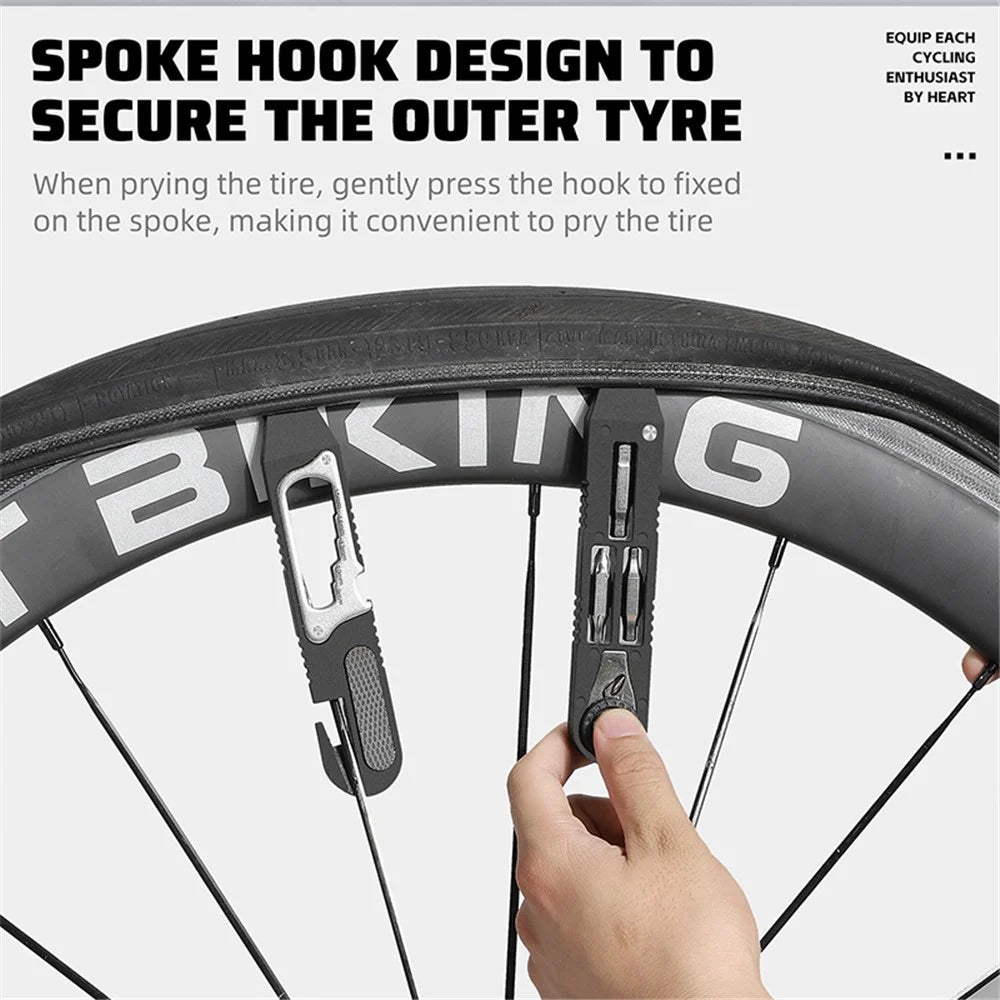 WEST BIKING YP0719393 2Pcs Bicycle Tire Crowbar Hex Wrench Multifunctional Bike Repair Tool - 7