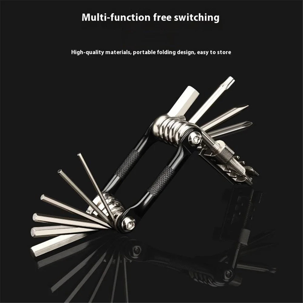 RIDERACE RR9516BK Multifunction Bicycle Maintenance Tool Kit Cutter Screwdriver Bike Repair Tools Set - 4