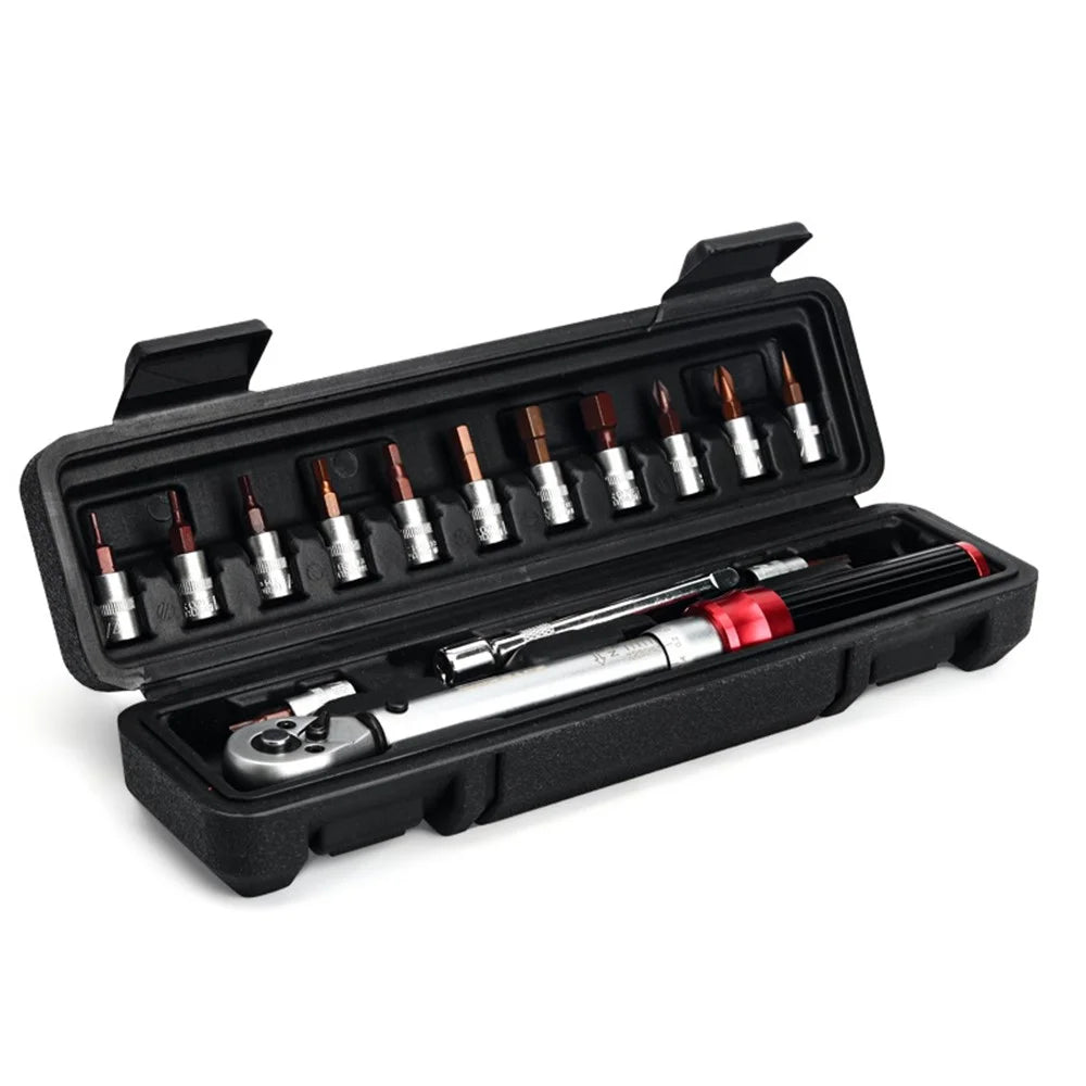 RIDERACE RR9512 1 / 4 Inch Drive Click Torque Wrench Set Bike 2-24Nm Adjustable Preset Torque Wrench Kit - 3