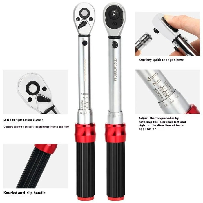 RIDERACE RR9512 1 / 4 Inch Drive Click Torque Wrench Set Bike 2-24Nm Adjustable Preset Torque Wrench Kit - 4
