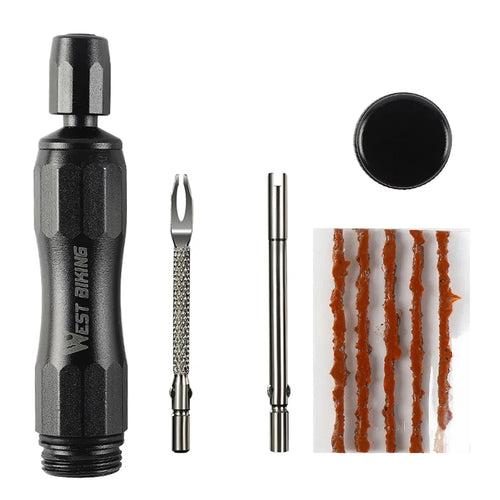 WEST BIKING Portable Mountain Bike Tire Repair Kit Aluminum Alloy Tubeless Tire Maintain Tool Set - Black - 1