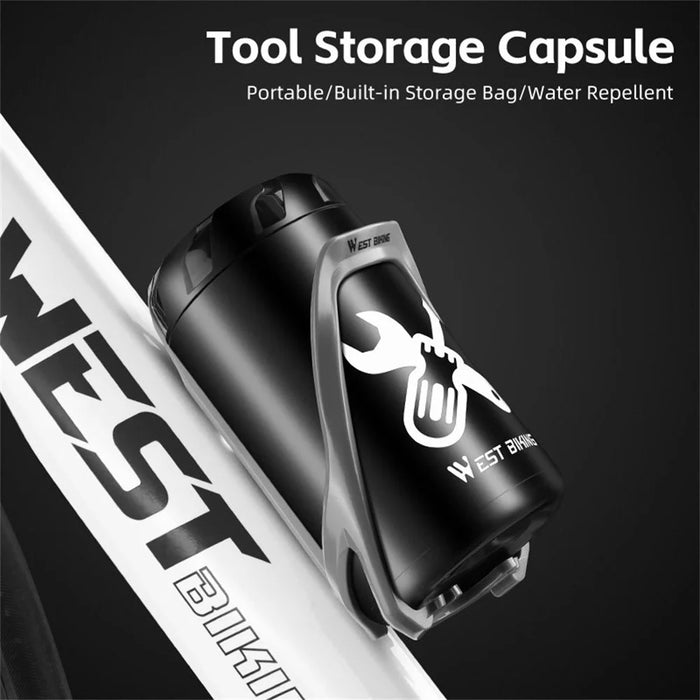 WEST BIKING YP0719403 Portable Bicycle Repair Tool Storage Capsule Plastic Carrying Case - Black - 2