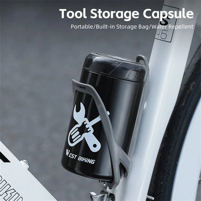 WEST BIKING YP0719403 Portable Bicycle Repair Tool Storage Capsule Plastic Carrying Case - Black - 4