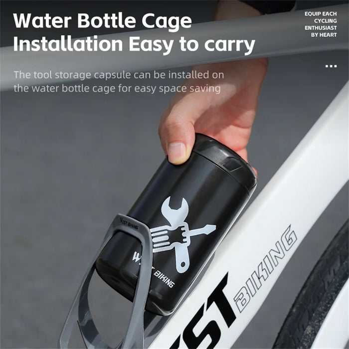 WEST BIKING YP0719403 Portable Bicycle Repair Tool Storage Capsule Plastic Carrying Case - Black - 5