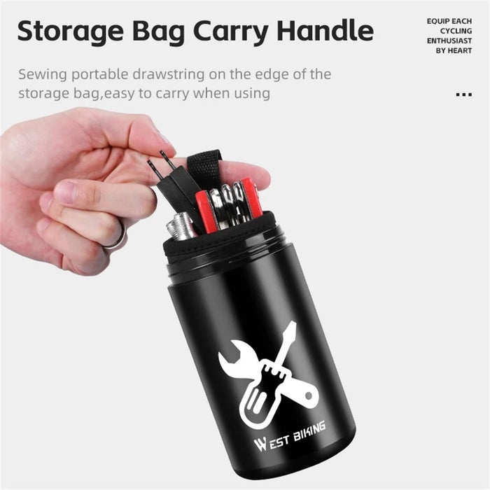 WEST BIKING YP0719403 Portable Bicycle Repair Tool Storage Capsule Plastic Carrying Case - Black - 7