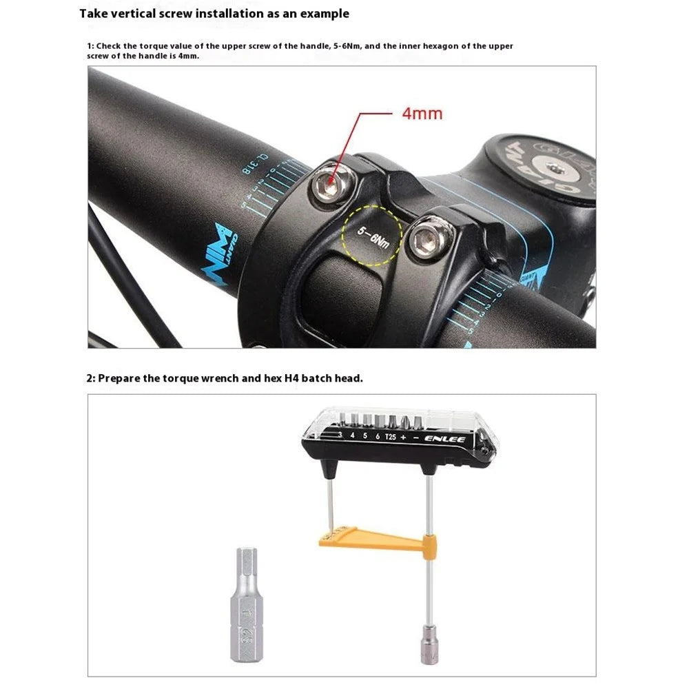 ENLEE TL-12 S2 Alloy Steel Bike Torque Wrench Screwdriver Bit Set Bicycle Repair Tool Kit - 5