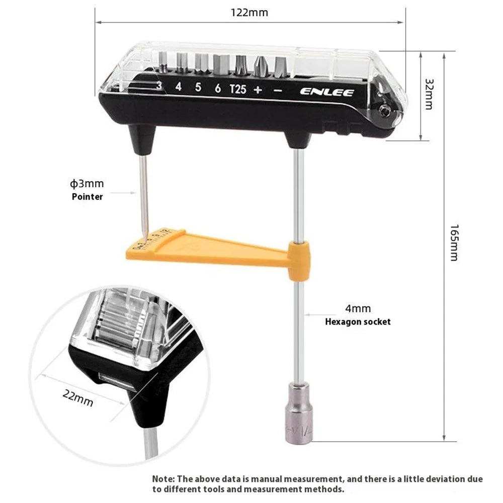 ENLEE TL-12 S2 Alloy Steel Bike Torque Wrench Screwdriver Bit Set Bicycle Repair Tool Kit - 7