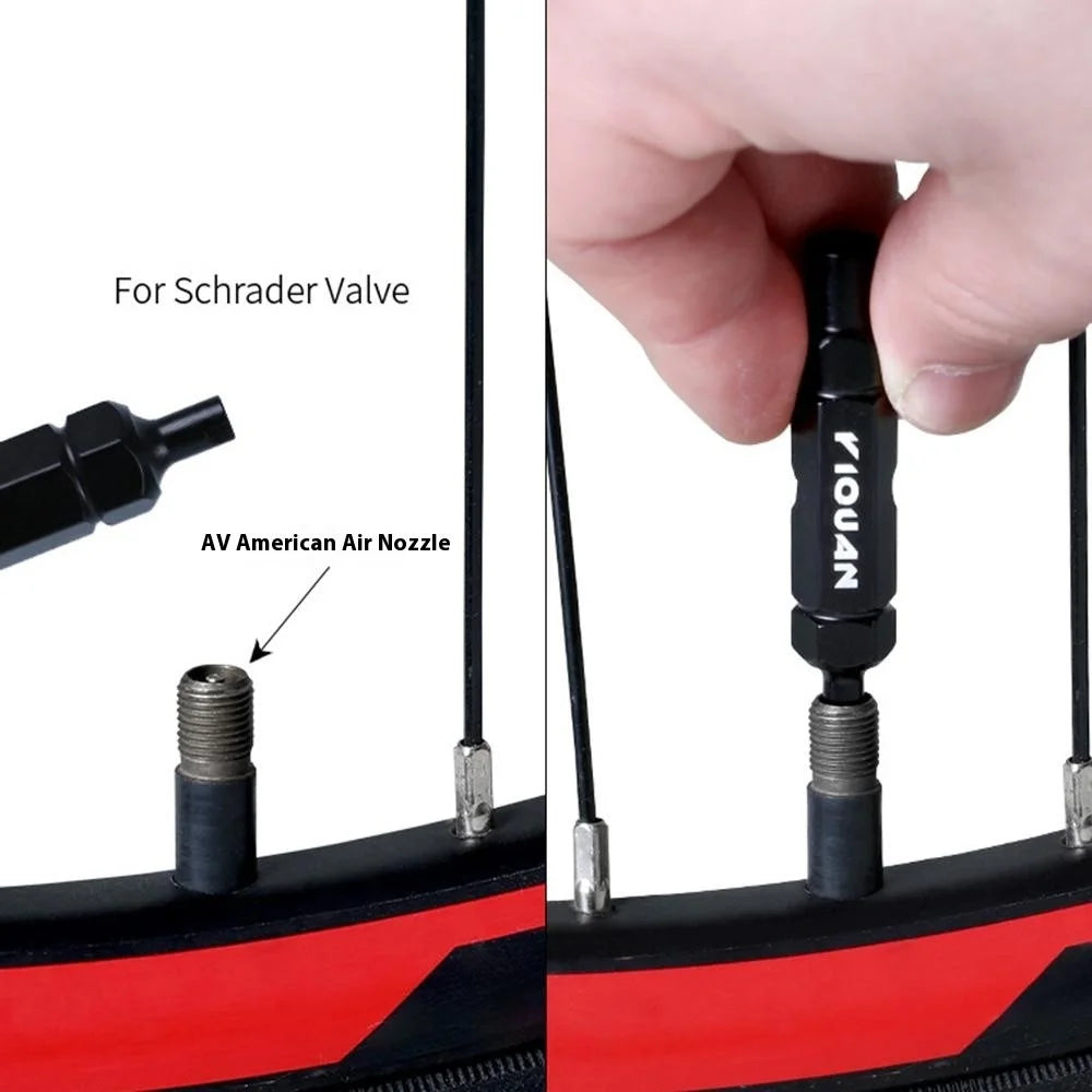 YIQUAN CSQMBS Bicycle Valve Core Remover Presta / Schrader Valve Extender Tire Repair Tool - Black - 3