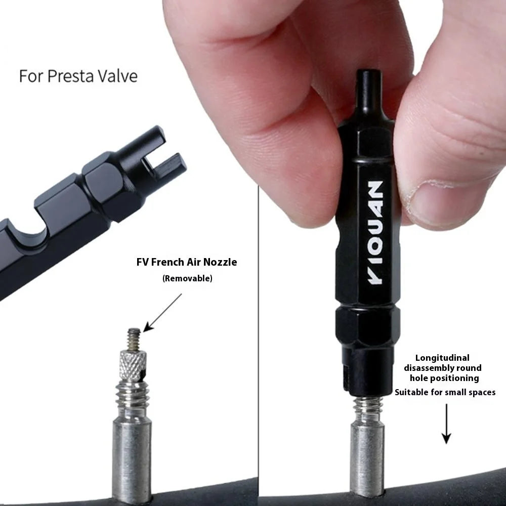 YIQUAN CSQMBS Bicycle Valve Core Remover Presta / Schrader Valve Extender Tire Repair Tool - Black - 5