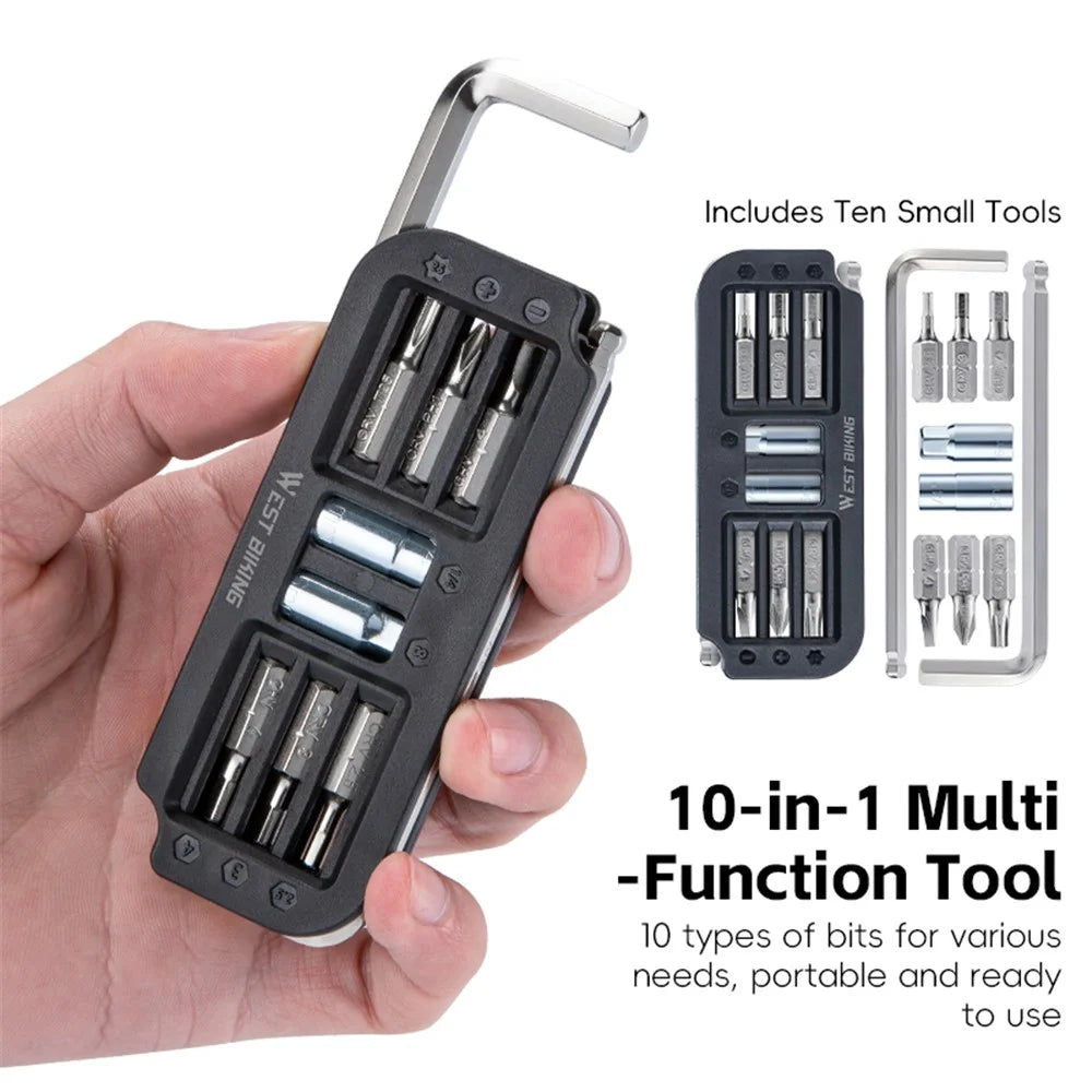 WEST BIKING YP0719446 10 In 1 Portable Bicycle Repair Tool Multifunction Combination Wrench - 3