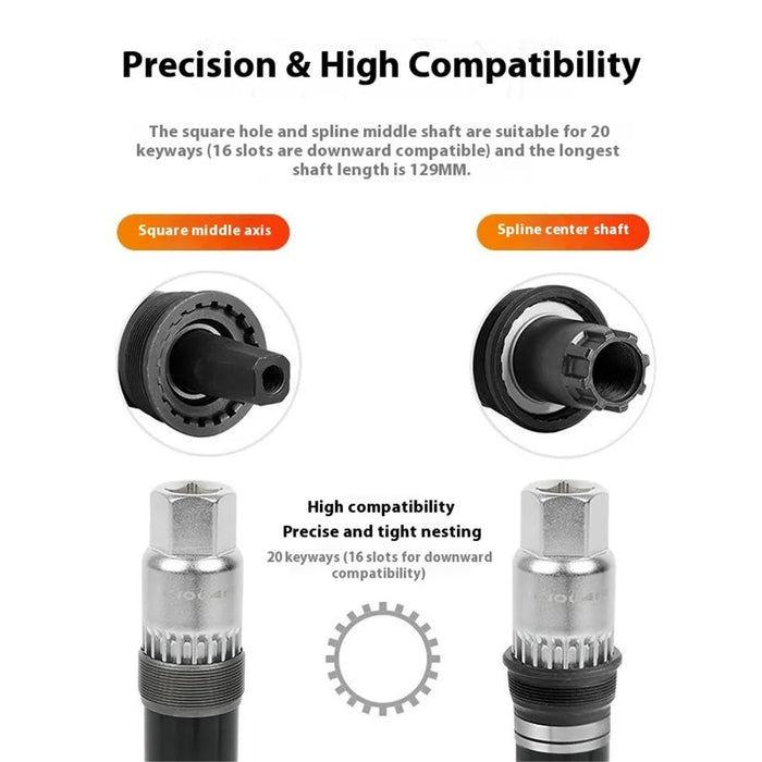 YIQUAN 13FQ0130 Bicycle Bottom Bracket Removal Tool Socket Wrench Square Hole Installation Repair Kit - 2
