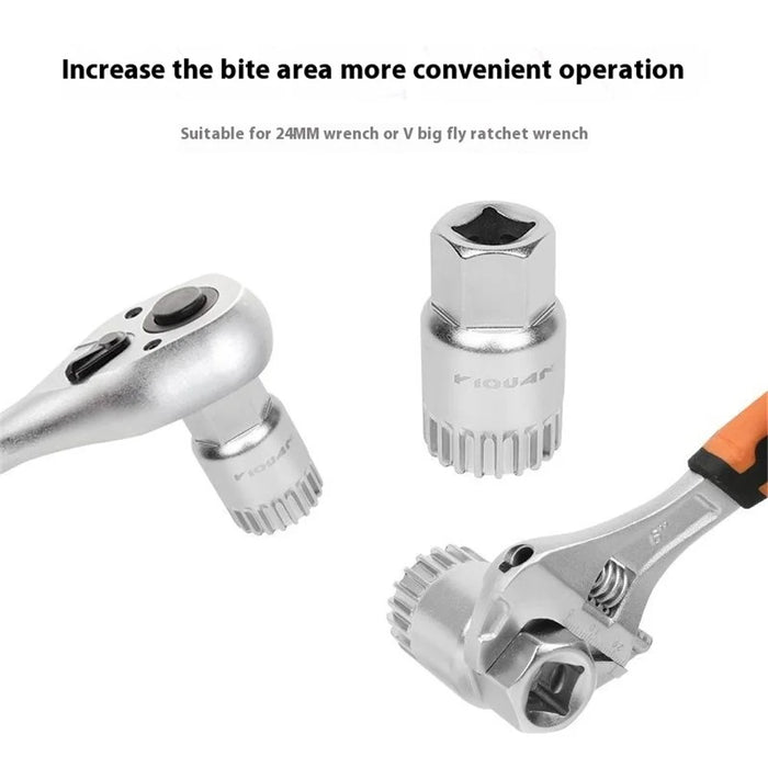 YIQUAN 13FQ0130 Bicycle Bottom Bracket Removal Tool Socket Wrench Square Hole Installation Repair Kit - 4