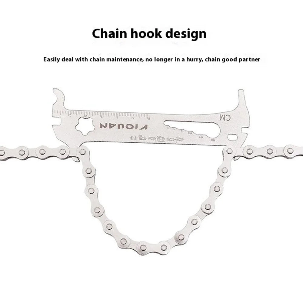 YIQUAN 304 Stainless Steel Bicycle Chain Wear Indicator Checker Multifunction Repair Tool for Mountain Road Bike - 7