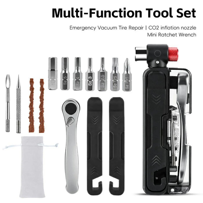 WEST BIKING 0719452B0000 Bike Repair Tool Kit Multifunctional Hex Key CO2 Inflator Valve Set for Bicycle Maintenance - 2