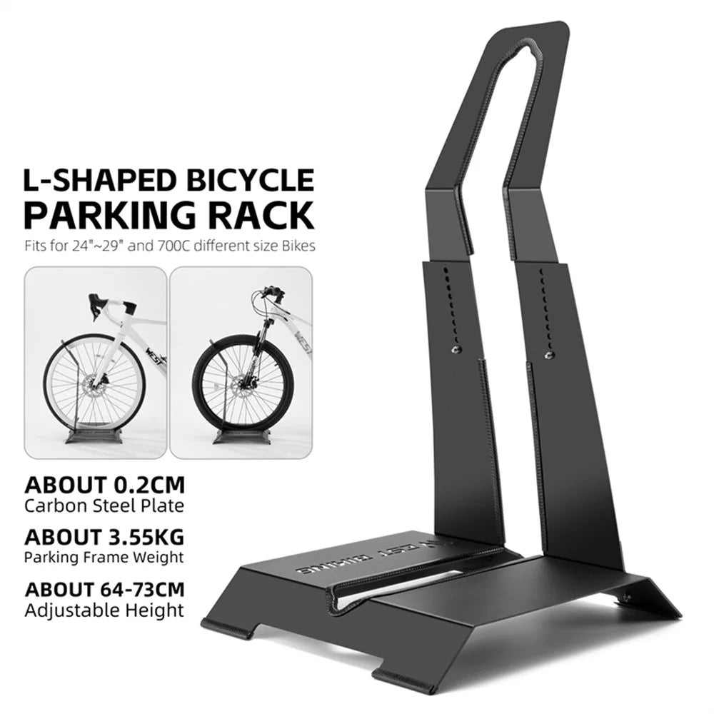 WEST BIKING YP0723027 L-Shaped Bike Stand for Mountain Road Bicycle Carbon Steel Adjustable Floor Parking Rack - 2