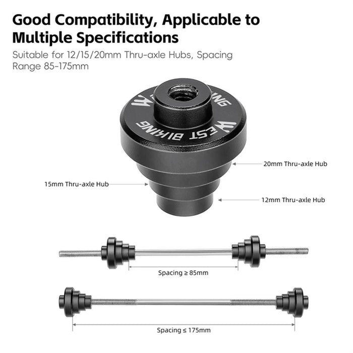 WEST BIKING YP0719470 For 12 / 15 / 20mm Thru Axle Hubs Bicycle Truing Stand Adapter Metal Conversion Tool - 6