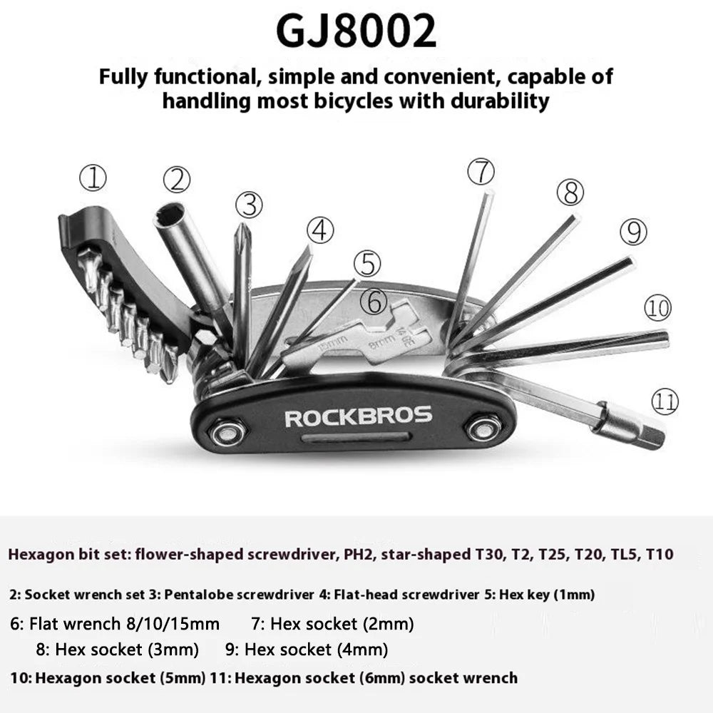 ROCKBROS GJ8002 16 in 1 Multifunction Bicycle Repair Tool Set for Mountain Road Bikes Hex Socket Cycling Screwdriver Kit - 7