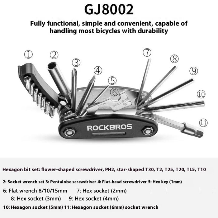 ROCKBROS GJ8002 16 in 1 Multifunction Bicycle Repair Tool Set for Mountain Road Bikes Hex Socket Cycling Screwdriver Kit - 7