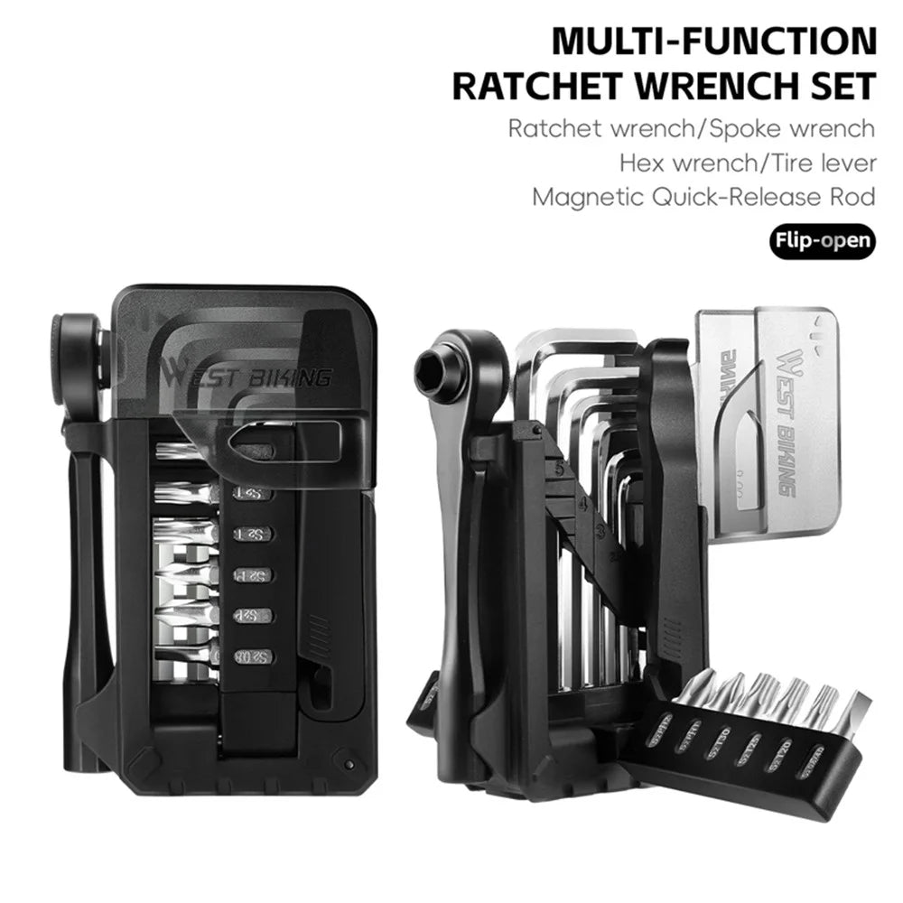 WEST BIKING YP0719453 Portable Bicycle Ratchet Wrench Set Multifunctional Bike Repair Tool Kit - 4