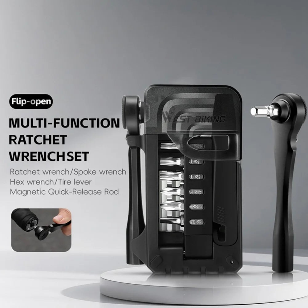 WEST BIKING YP0719453 Portable Bicycle Ratchet Wrench Set Multifunctional Bike Repair Tool Kit - 5