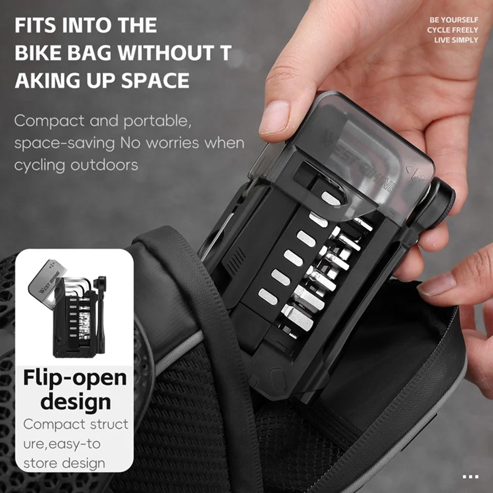 WEST BIKING YP0719453 Portable Bicycle Ratchet Wrench Set Multifunctional Bike Repair Tool Kit - 6