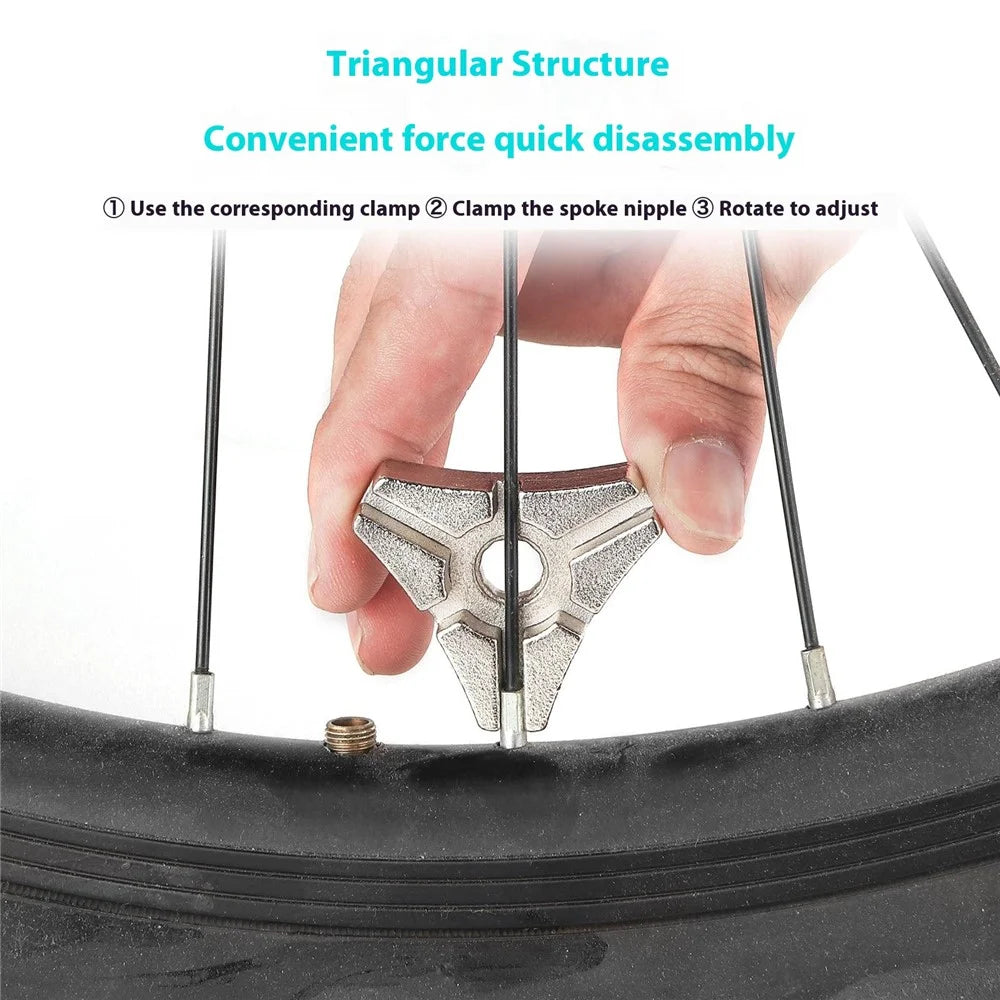 103409-1 Bicycle Spoke Wrench 6 Sizes Triangular Carbon Steel Bike Wheel Truing Repair Tool - 4