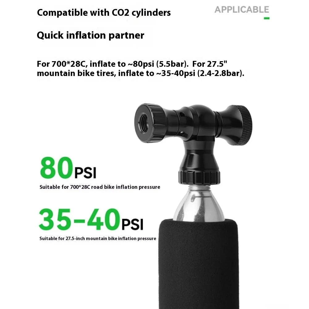 ROCKBROS CO2 Inflator Head for Bike Tires Quick Inflation Presta and Schrader Valve Adapter, 420003 TG-C8006 420003001 - Black - 5