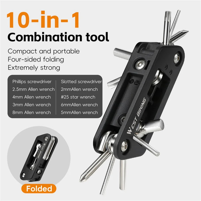 WEST BIKING YP0719488 10 in 1 Multitool for Bicycle Repair Kit Portable Screwdriver Hex Wrench Cycling Equipment - 2