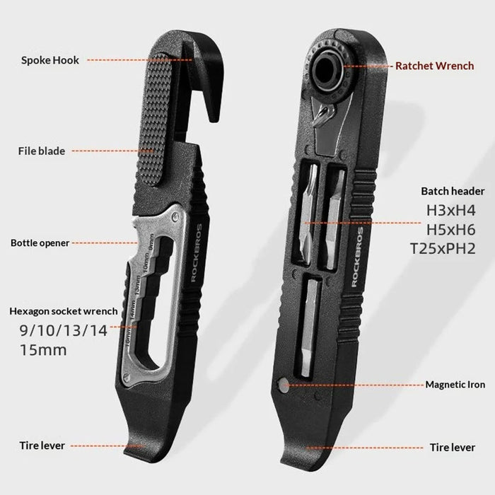 ROCKBROS 430002001 Multifunctional Tire Lever Bicycle Repair Tool Ratchet Wrench for Mountain Road Bike - 2