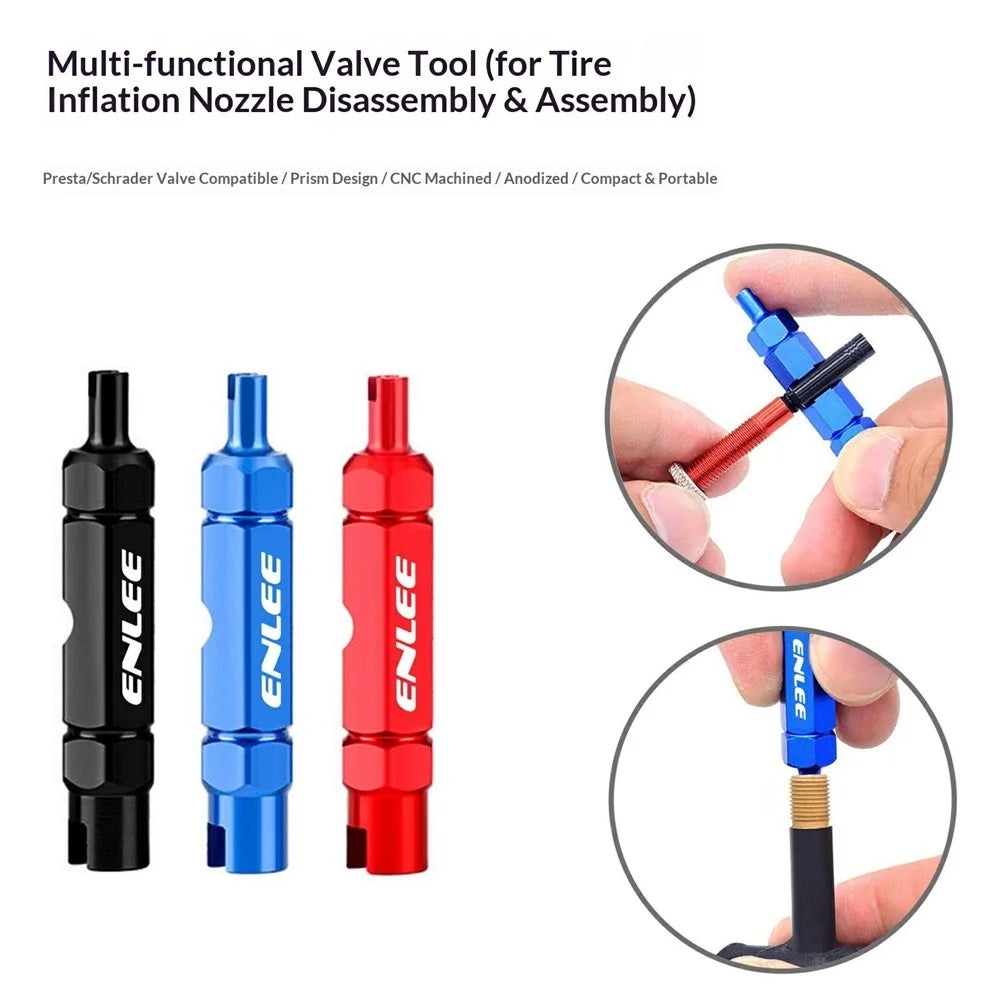 ENLEE E510 Bicycle Tire Valve Core Wrench Tool for FV / AV Valves Aluminum Alloy Portable Maintenance Tool - Blue - 2