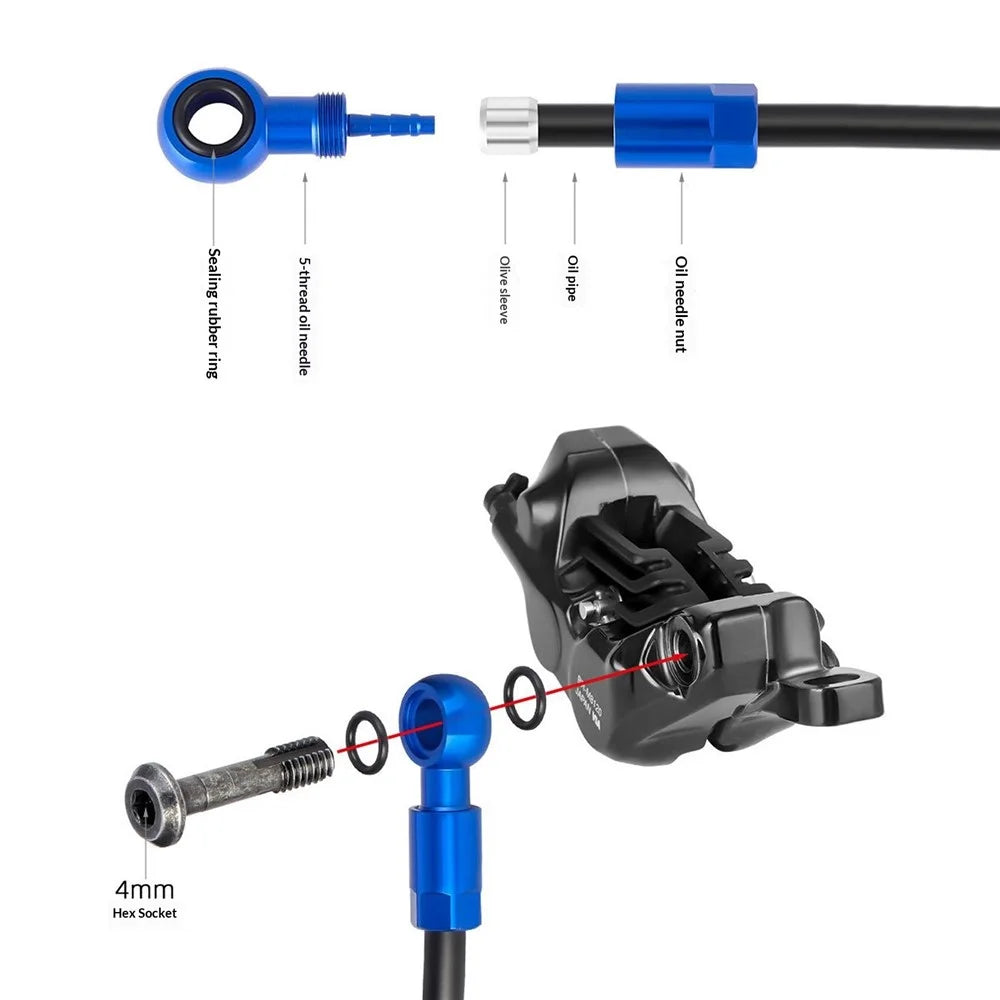 ENLEE E511 Bike Hydraulic Disc Brake Hose Connector Kit Olive Barb Set Bicycle Modification Accessory for SLX XT XTR - Black - 3