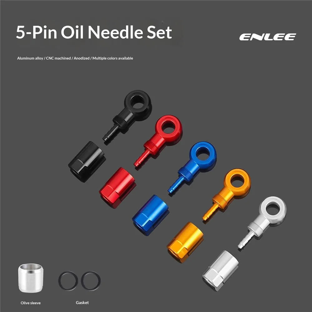 ENLEE E511 Bike Hydraulic Disc Brake Hose Connector Kit Olive Barb Set Bicycle Modification Accessory for SLX XT XTR - Black - 5