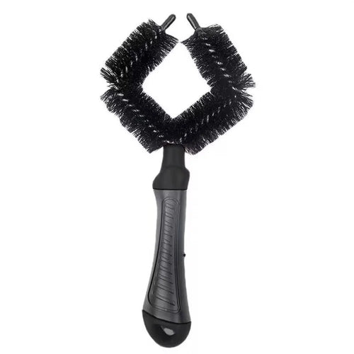 Bicycle Wheel Cleaner Brush Diamond Shape Dual Head Tire Chain Cassette Cleaning Tool 5cm Brush Head - Black - 1