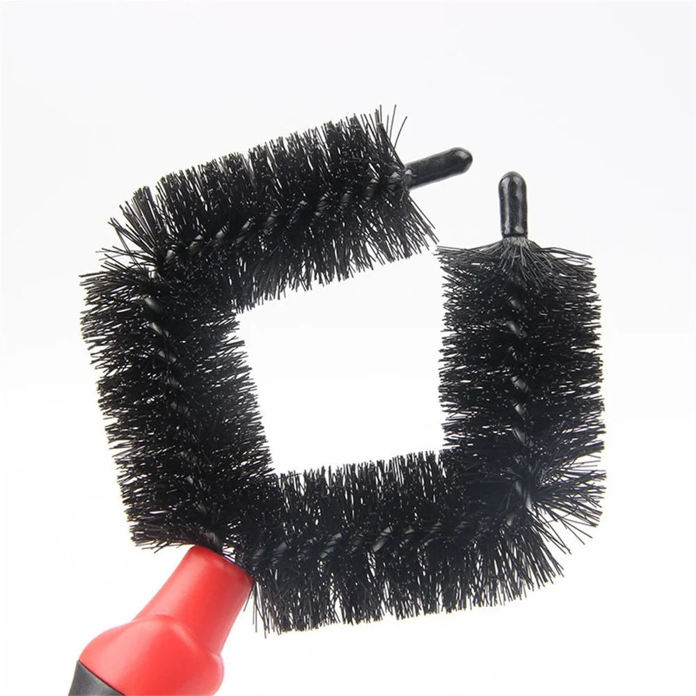 Bicycle Wheel Cleaner Brush Diamond Shape Dual Head Tire Chain Cassette Cleaning Tool 5cm Brush Head - Black - 4