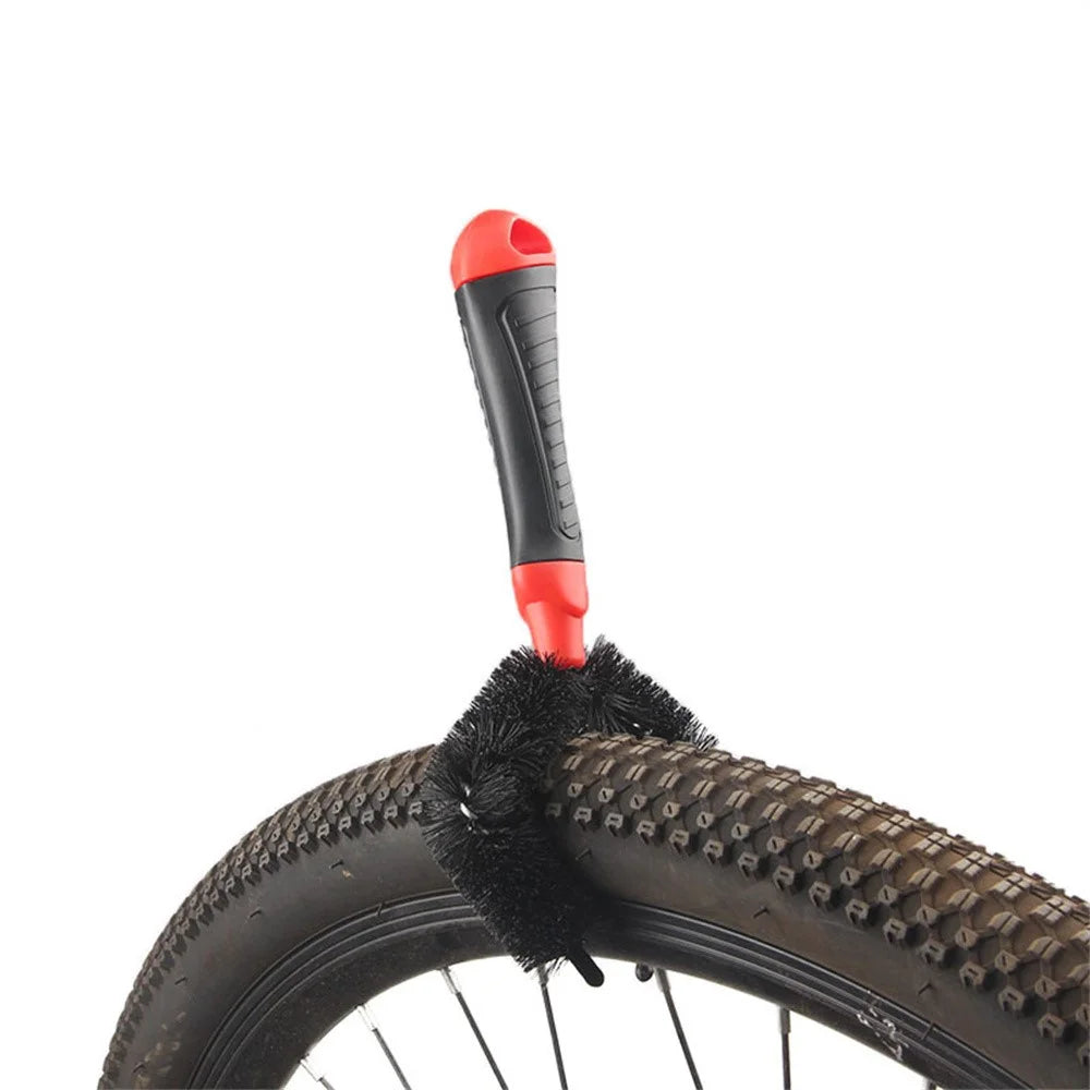 Bicycle Wheel Cleaner Brush Diamond Shape Dual Head Tire Chain Cassette Cleaning Tool 5cm Brush Head - Black - 6