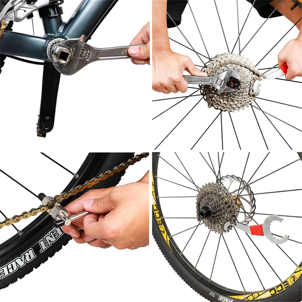 WEST BIKING YP0719240 Bicycle Repair Tool Kit Flywheel Remover Chain Breaker Crank Extractor Spoke Wrench MTB Road Bike Maintenance Set - 3