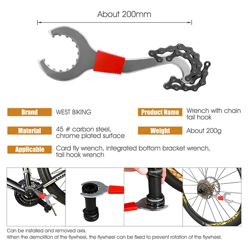 WEST BIKING YP0719240 Bicycle Repair Tool Kit Flywheel Remover Chain Breaker Crank Extractor Spoke Wrench MTB Road Bike Maintenance Set - 4