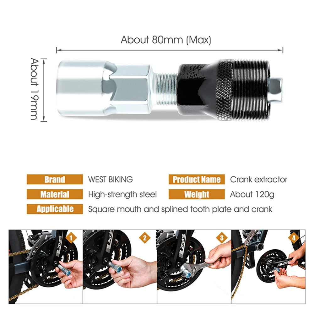 WEST BIKING YP0719240 Bicycle Repair Tool Kit Flywheel Remover Chain Breaker Crank Extractor Spoke Wrench MTB Road Bike Maintenance Set - 5