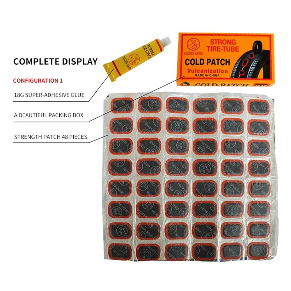 Bike Inner Tube Patch Kits Bicycle Tire Repair Tool Set with 48Pcs Patches for Bicycle, Motorcycle, BMX, MTB - 3