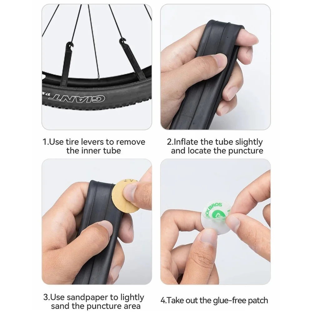 ROCKBROS 6Pcs Bicycle Inner Tire Patch Repair Kit No-glue Adhesive Quick Dry Repair Tool Set - Yellow - 7