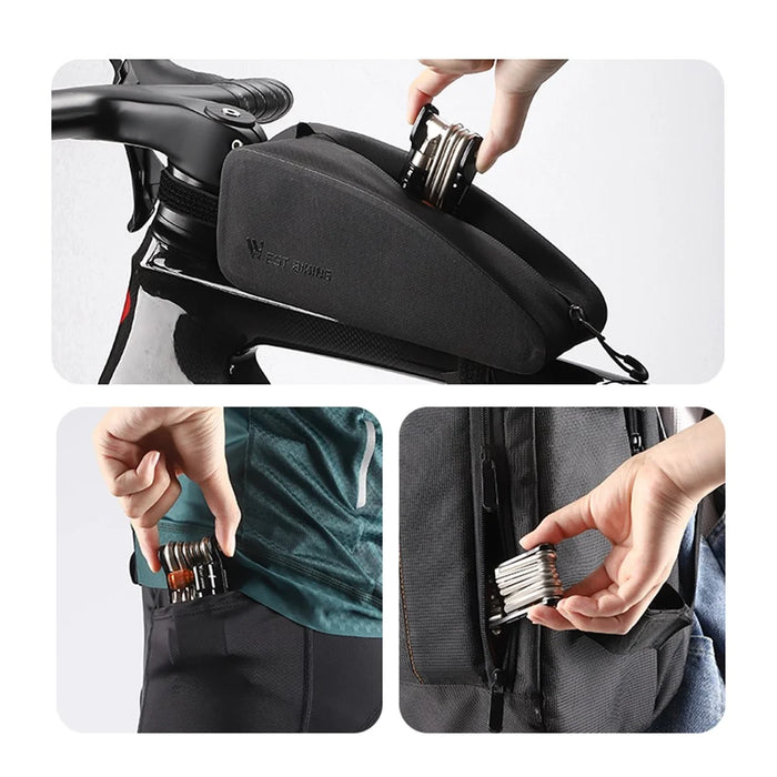 WEST BIKING YP0719349 Multifunction CRV Steel Bicycle Repair Tool CO2 Air Nozzle Screwdriver Wrench Kit - 4