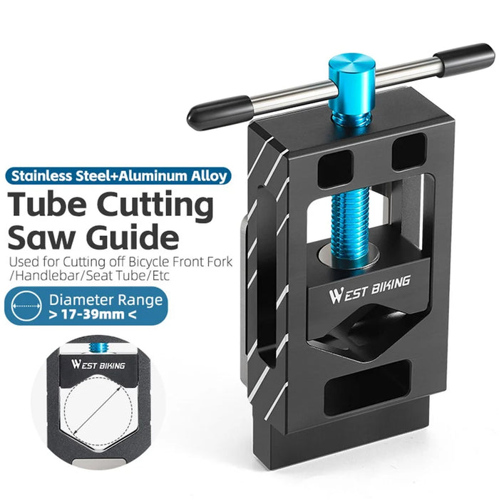 WEST BIKING YP0719365 Bicycle Fork Cutoff Tool Carbon Fiber Seat Post Cutting Saw Guide Cutoff Tube Holder - Blue - 3