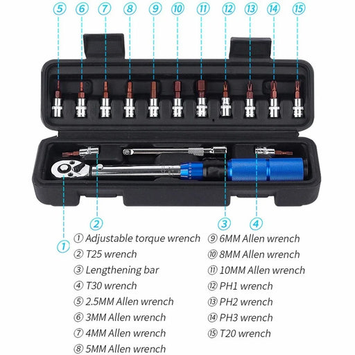 ZTTO 15Pcs 1 / 4" Drive Socket Ratchet Wrench Set 2-24Nm Adjustable Repairing Tool - 2