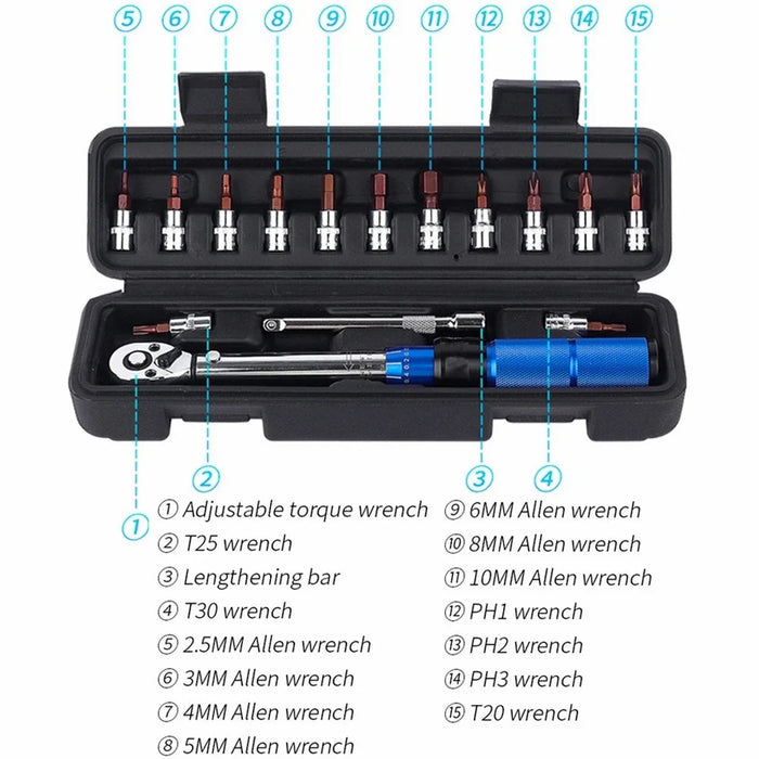ZTTO 15Pcs 1 / 4" Drive Socket Ratchet Wrench Set 2-24Nm Adjustable Repairing Tool - 2