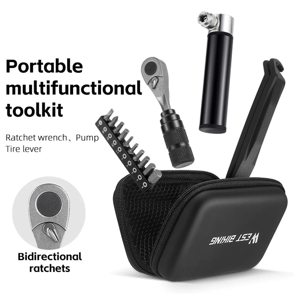 WEST BIKING YP0719355 Aluminum Alloy Ratchet Wrench Screwdriver Bit Repair Tool Kit (Advanced Version) - 2