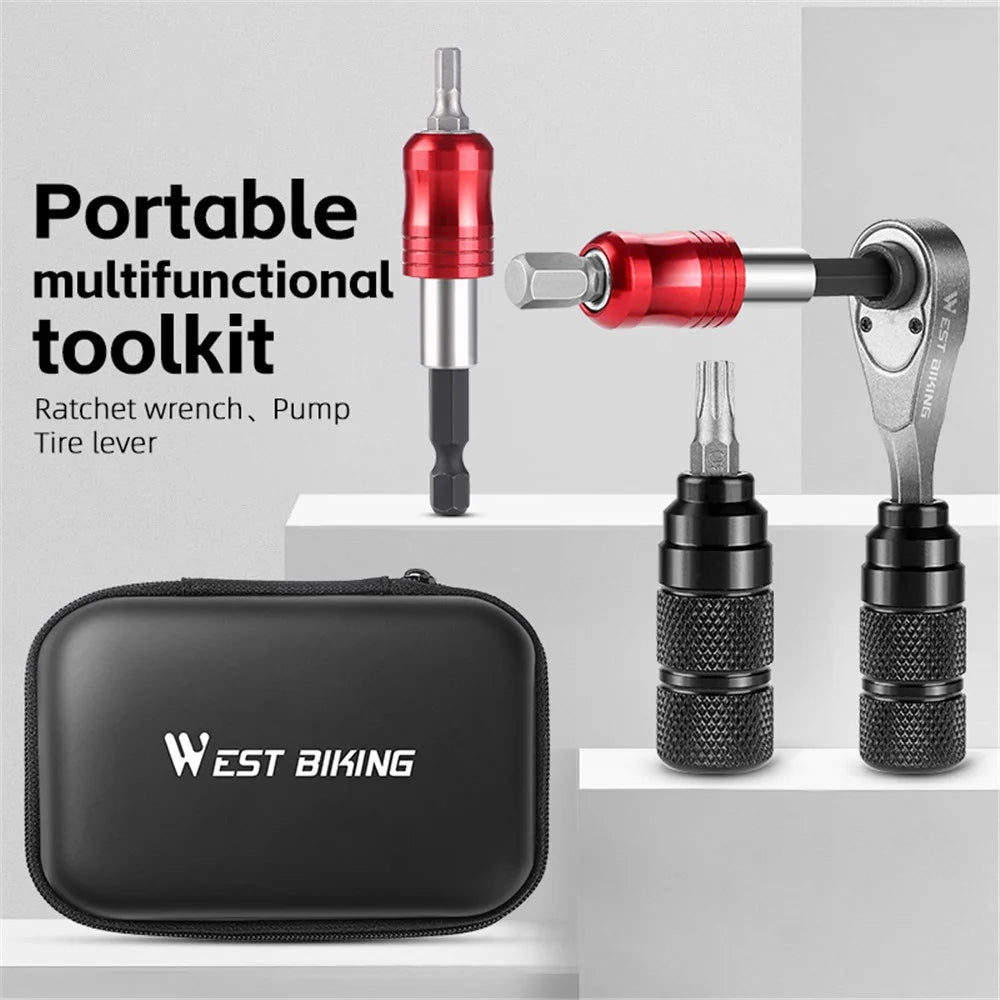 WEST BIKING YP0719355 Aluminum Alloy Ratchet Wrench Screwdriver Bit Repair Tool Kit (Advanced Version) - 3
