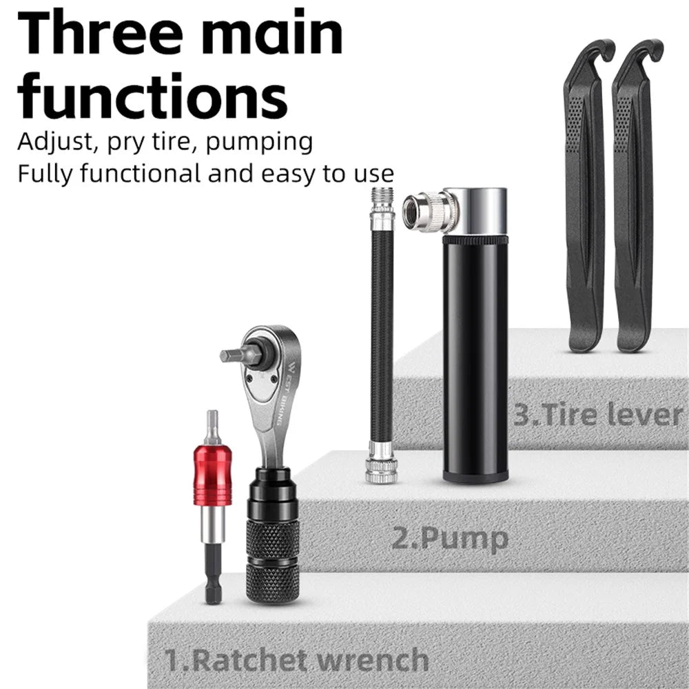 WEST BIKING YP0719355 Aluminum Alloy Ratchet Wrench Screwdriver Bit Repair Tool Kit (Advanced Version) - 4