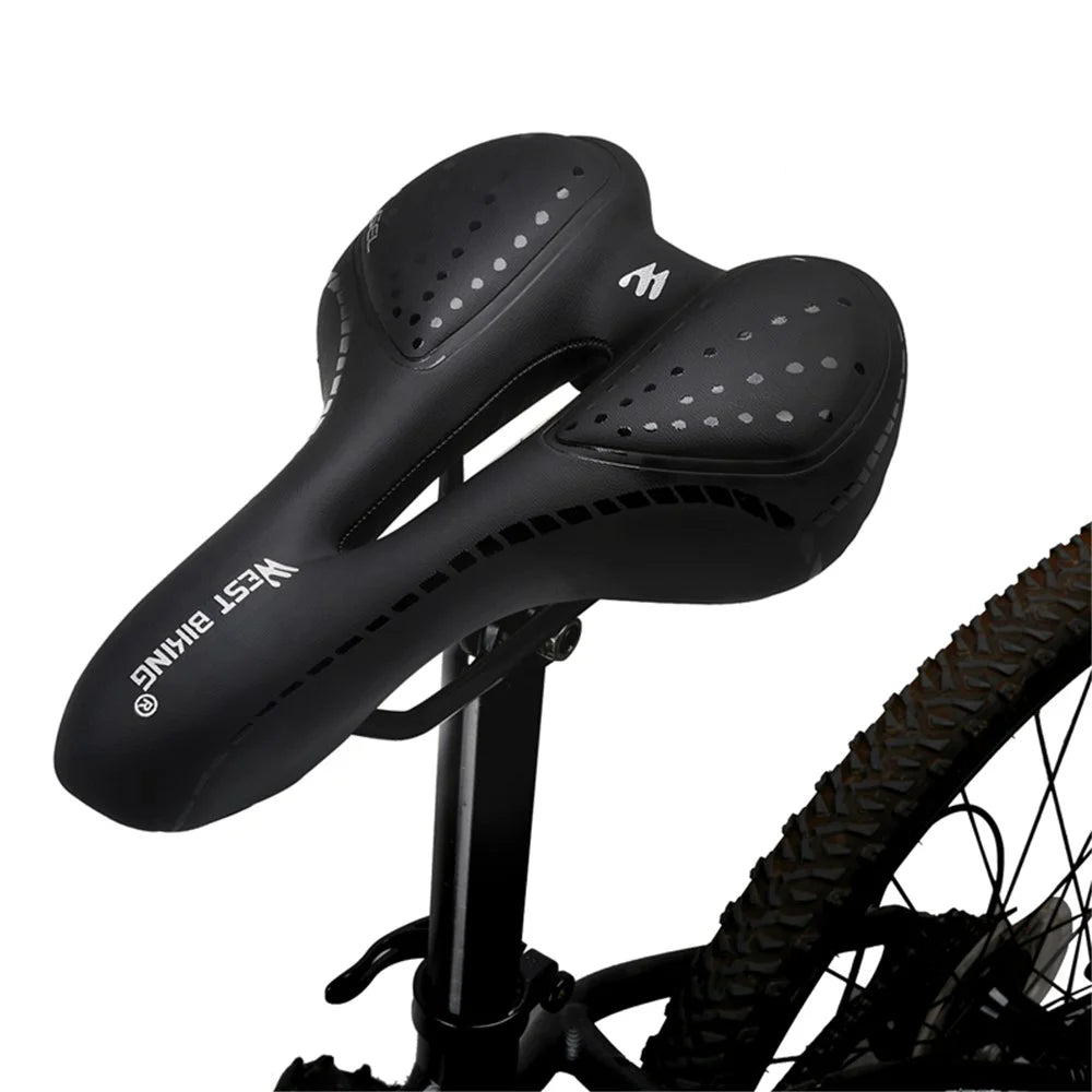 WEST BIKING Bicycle Seat Cushion Breathable Soft Silicon Padded Cushion - Black - 1